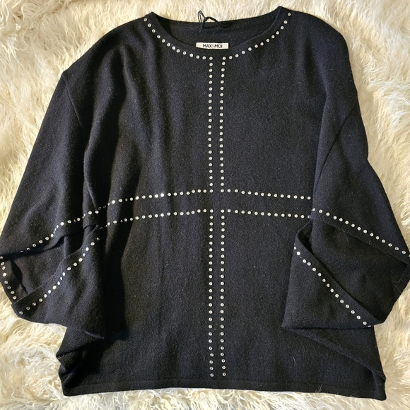 Max & Moi Shiny Studded Wool/Cashmere Sweater Sz Med NWT Retail $352 - Picture 6 of 8